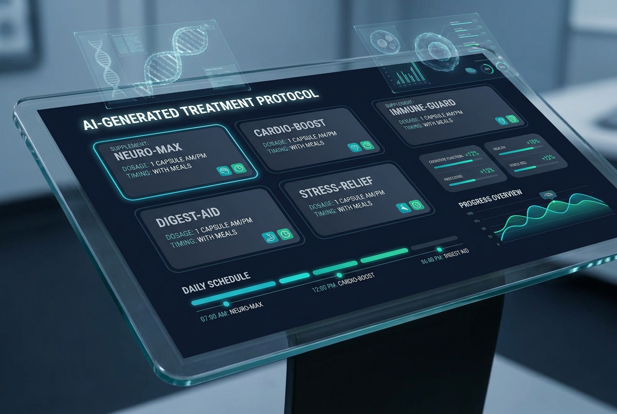 AI-generated treatment protocol with supplement cards